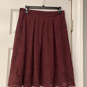 Unbranded Burgundy Lace Lined Skirt M. Work Casual Boho Beach Holiday Pictures